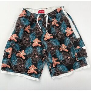 Ingear Floral Swim Trunks‎ Tropical Beach Cargo Shorts White Trim Large